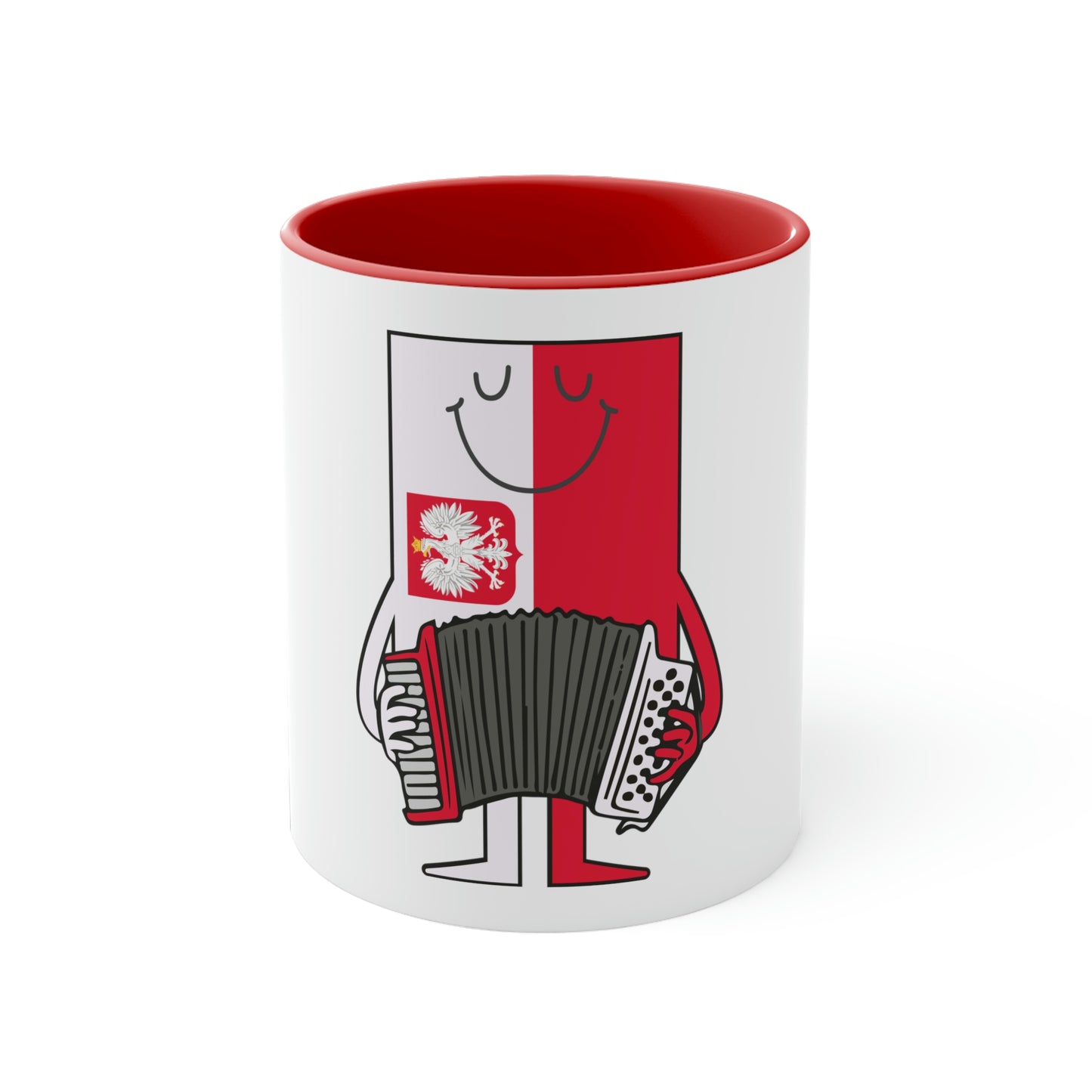 Polish Flag Eagle Accordion Player Character 11oz Coffee Mug