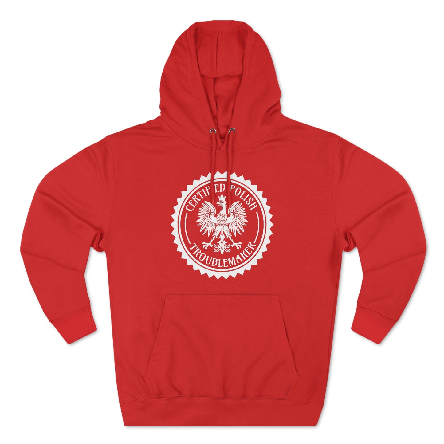 Deep Dive Threads LLC Certified Polish Troublemaker Premium Unisex Red Hoodie